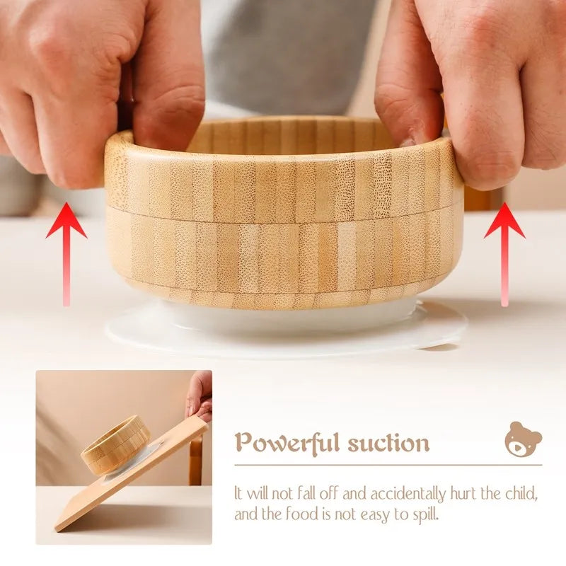 Wooden cup with a lid held by hands, showing powerful suction feature.