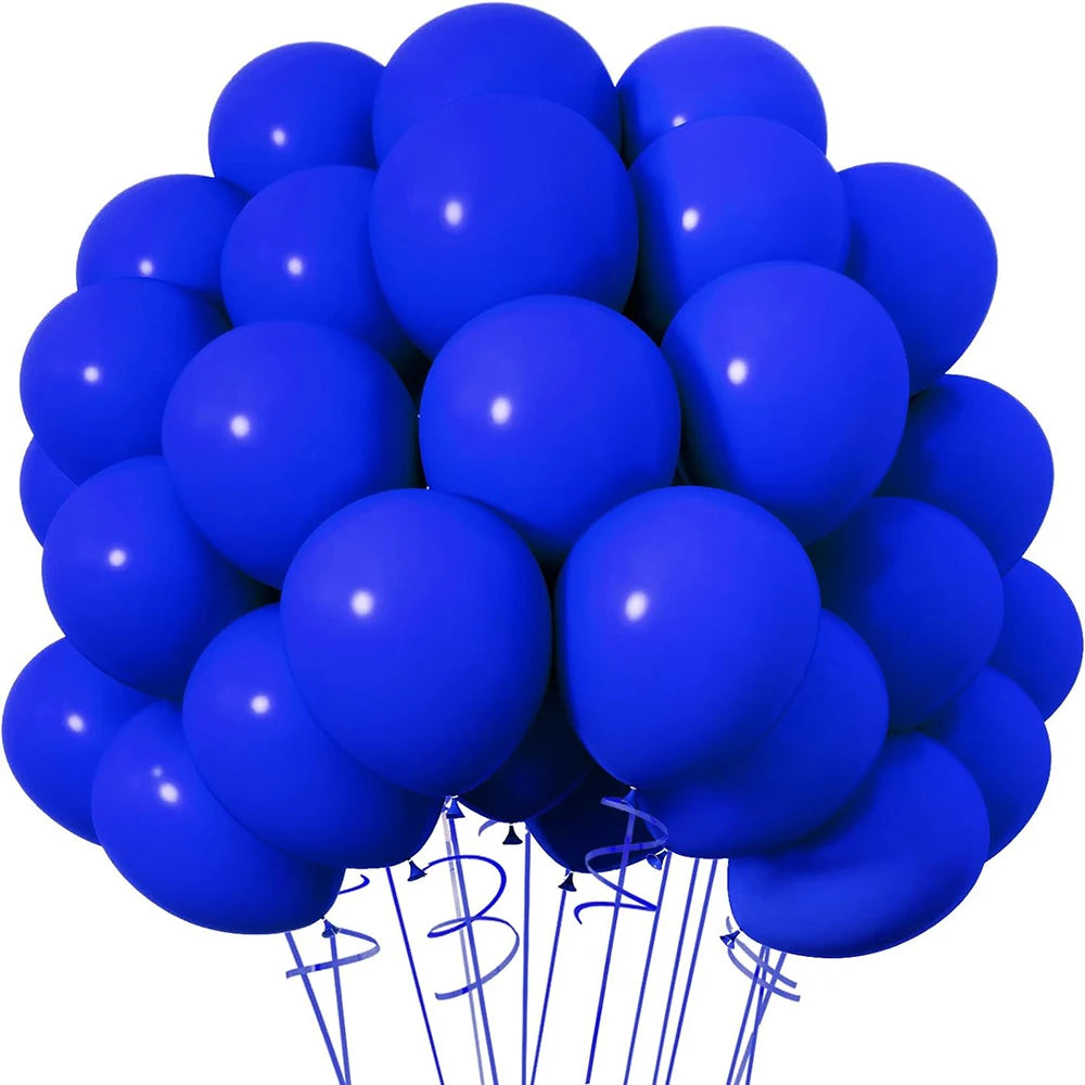 Bunch of blue balloons on a white background