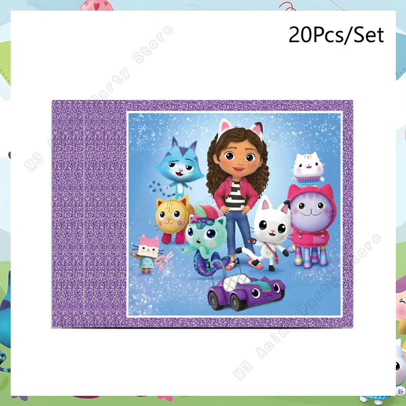Make your child’s celebration magical with the Gabbys Dollhouse Party Tableware Set. Featuring adorable cat-themed designs, this complete disposable kit offers coordinated plates, cups, and napkins for a fun, colorful, and easy-to-clean party setup.