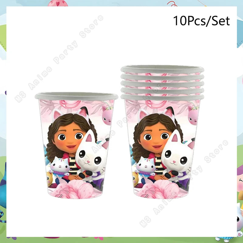 Make your child’s celebration magical with the Gabbys Dollhouse Party Tableware Set. Featuring adorable cat-themed designs, this complete disposable kit offers coordinated plates, cups, and napkins for a fun, colorful, and easy-to-clean party setup.