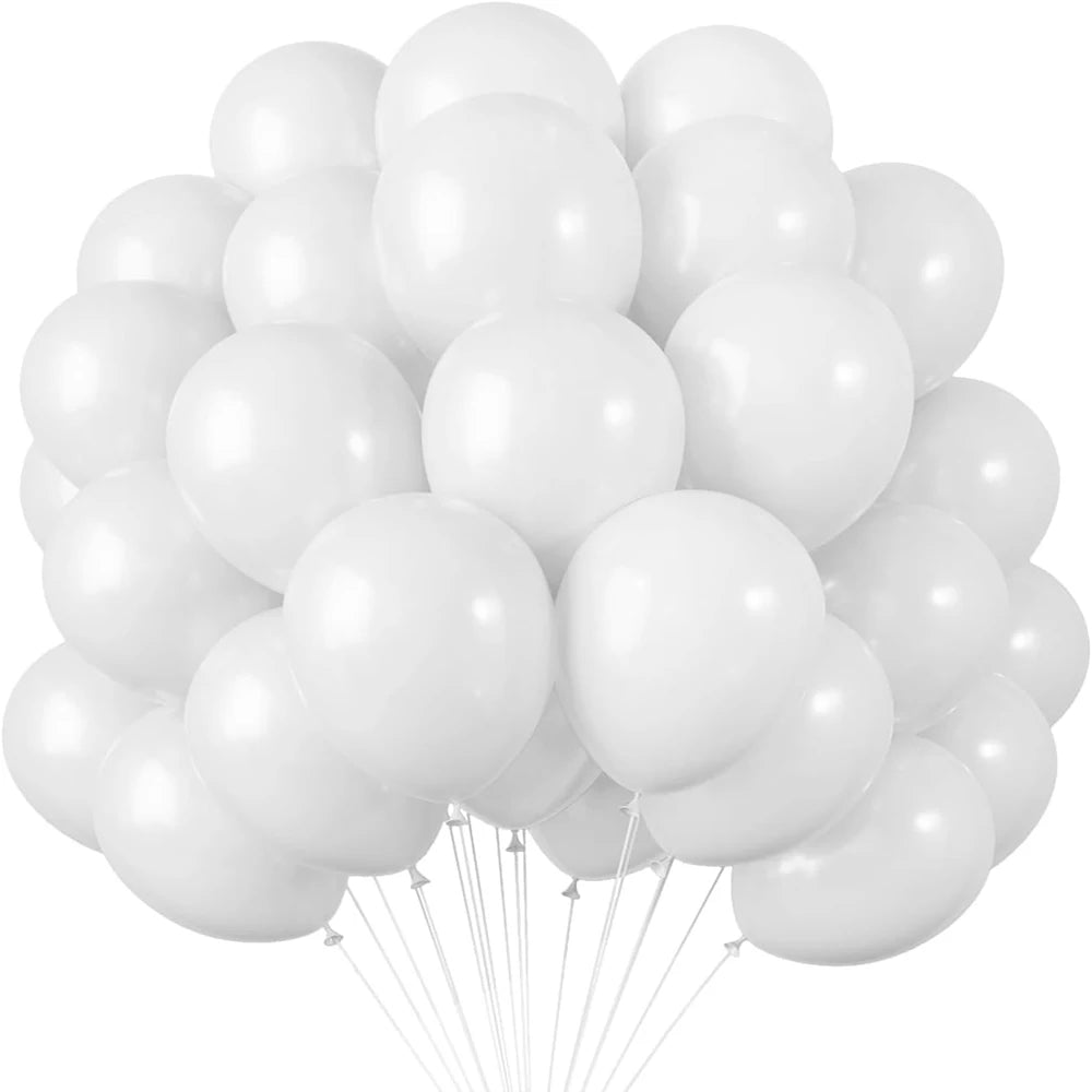 Bunch of white balloons on a white background