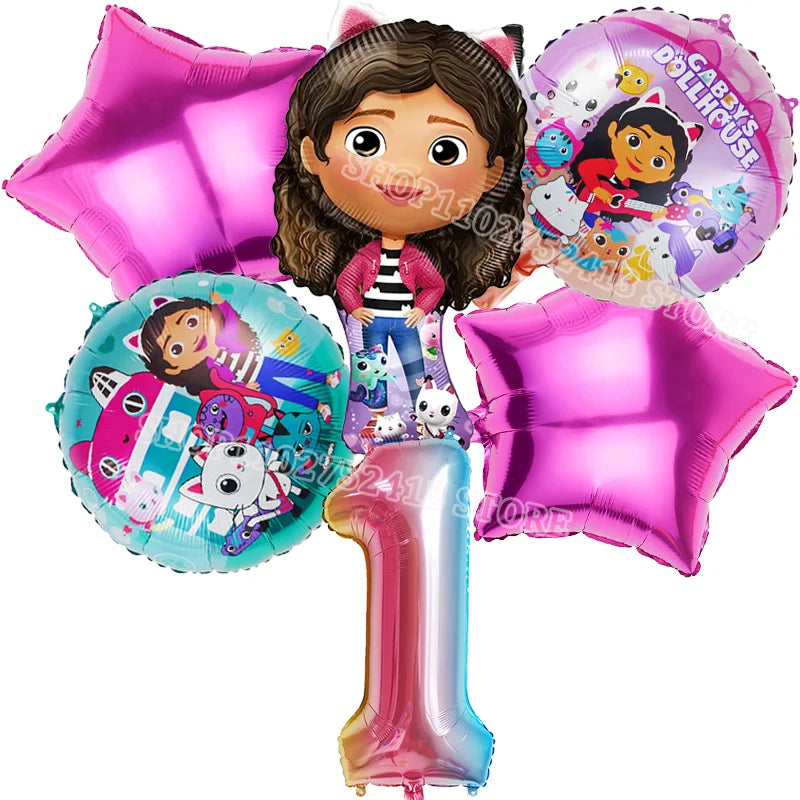 Set of Dora the Explorer-themed balloons including a number '1' balloon.