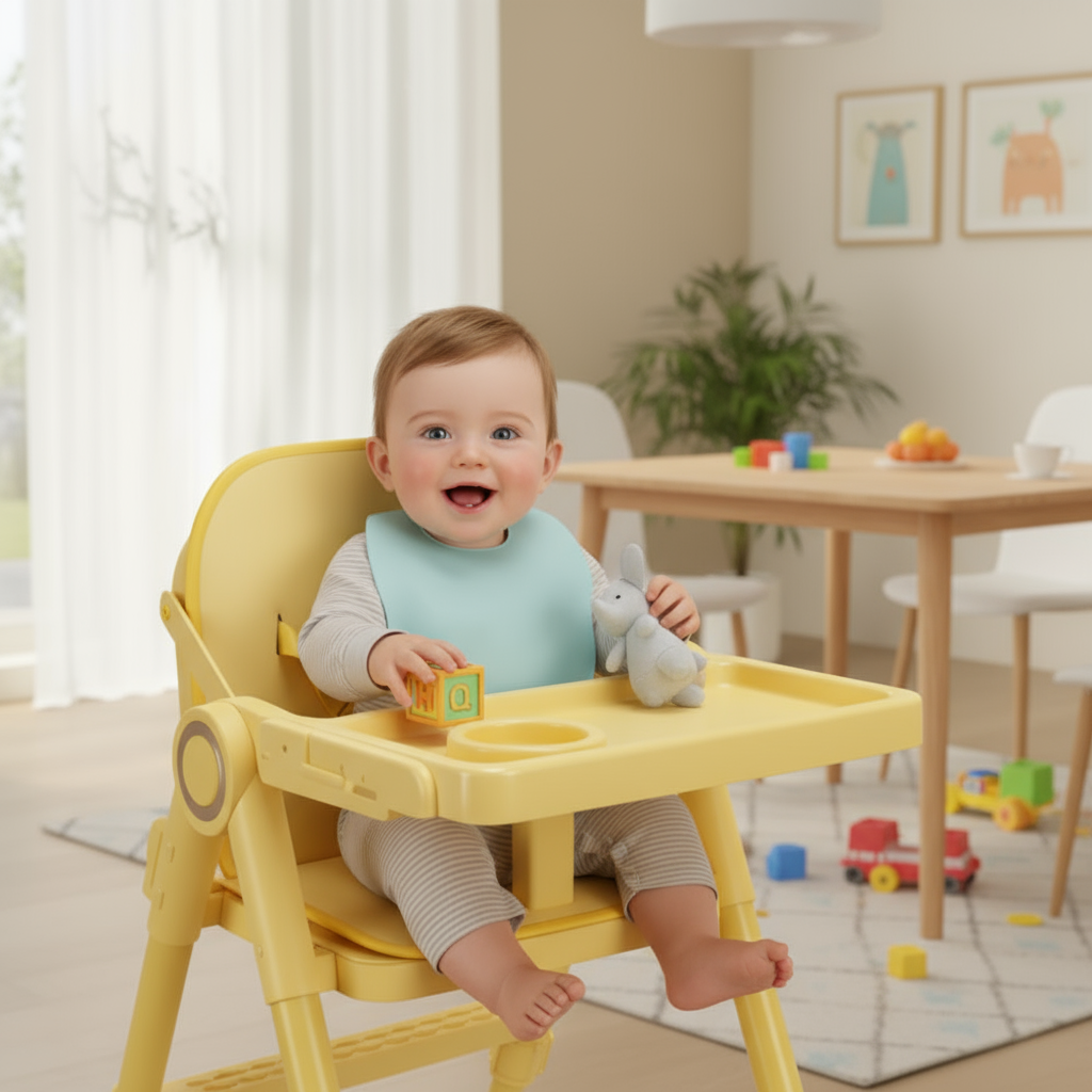 KonaTot High-Legged Baby Feeding Chair - Adjustable & Foldable Infant Seating for Ages 3 to 36 Months