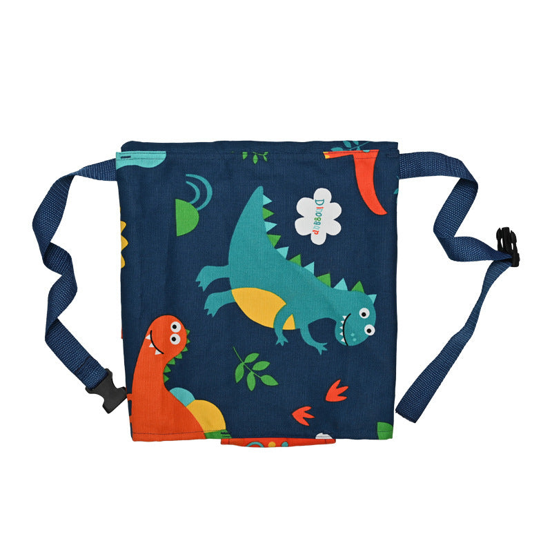 Children's bag with dinosaur design on a blue background