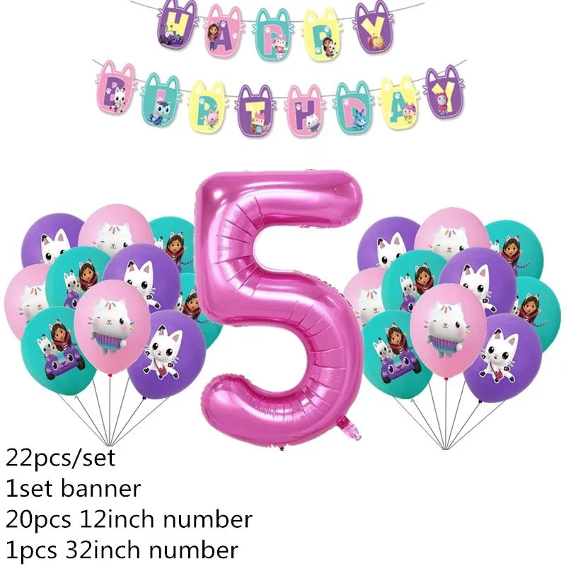 Charming Pink Gabby Dollhouse Birthday Party Supplies - Disposable Tableware, Cups, Plates, Balloons & Banners for Girls Baby Showers!