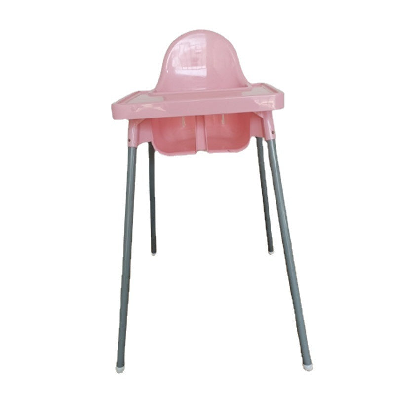Pink high chair with gray legs on a white background