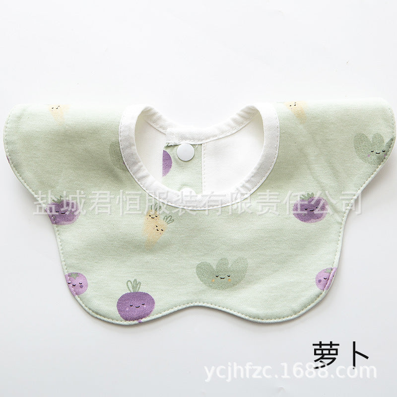 Baby bib with purple萝卜design on a white background