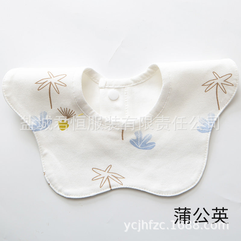 Baby bib with floral patterns on a white background