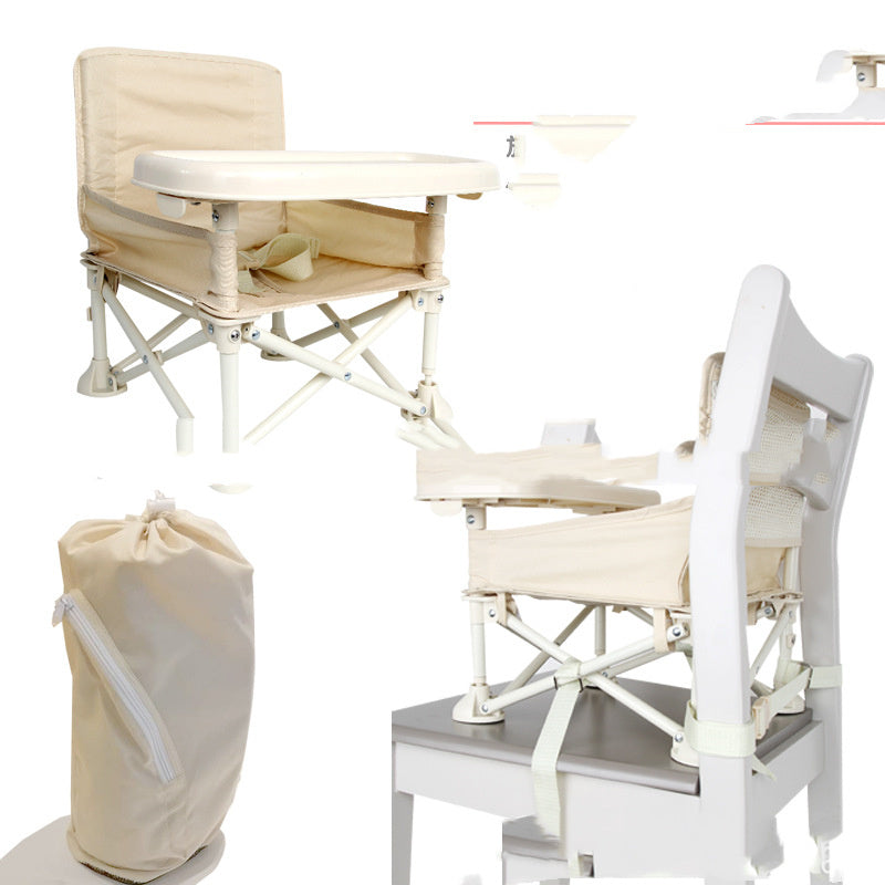 Set of folding chairs with a table on a white background