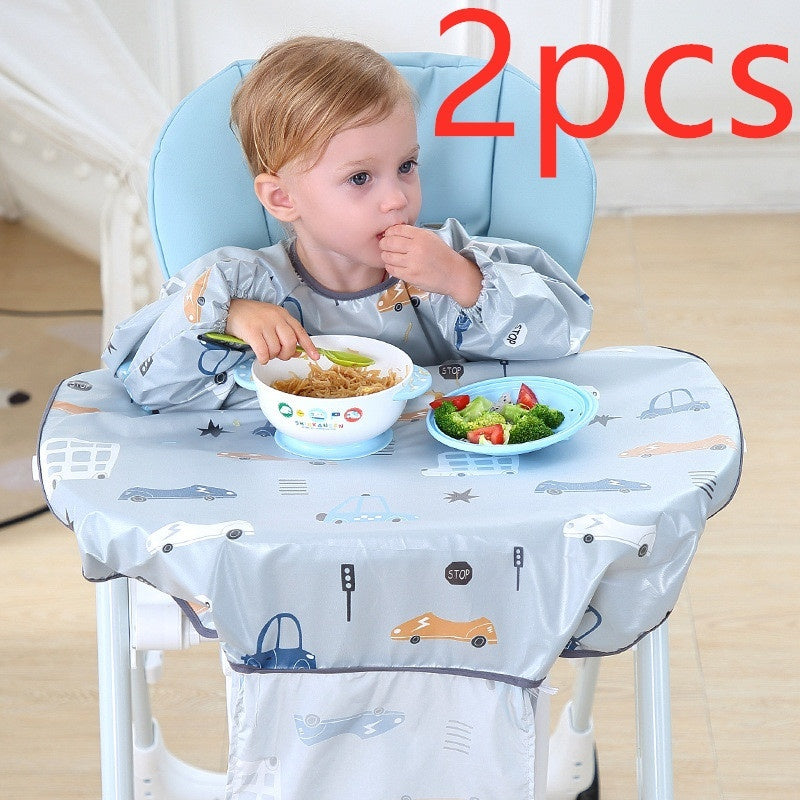 Full-Coverage Baby Bib Smock | High Chair Feeding Gown