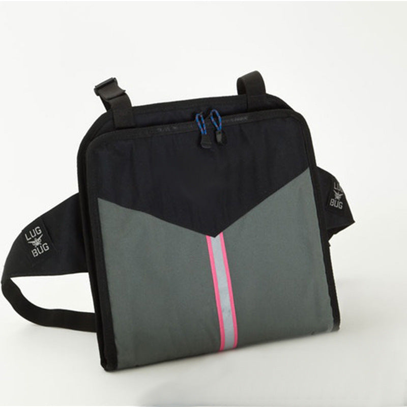 Black and gray bag with a pink stripe on a white background