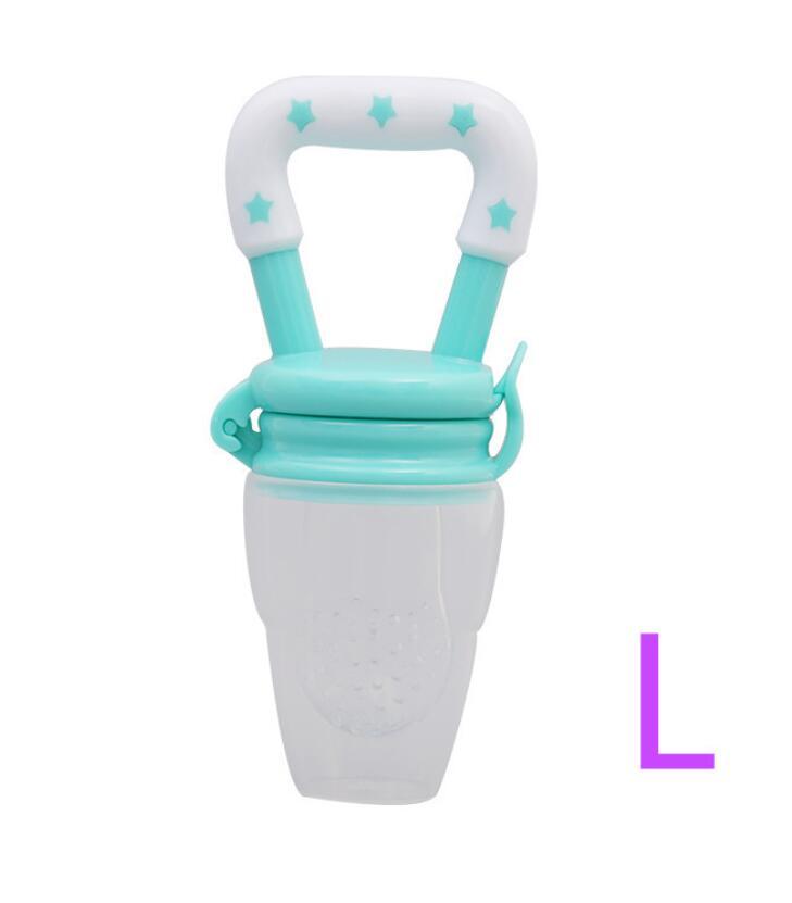 Teal and white baby teether with star patterns on a white background