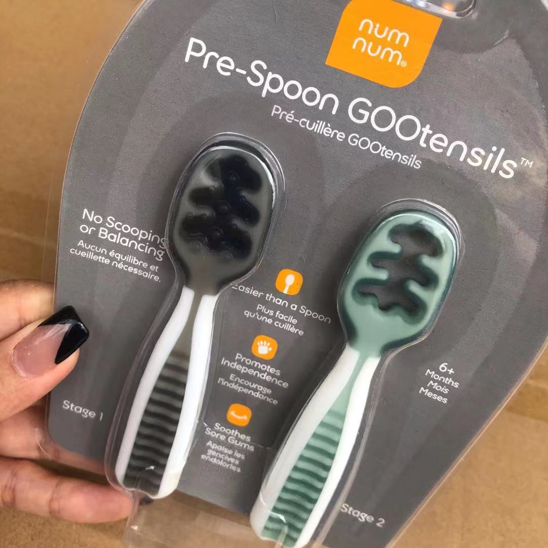NumNum Baby Supplementary Food Training Spoon – Soft Plastic, Safe Self-Feeding Design (2-Piece Set) | Essential Tableware for Infant Weaning & Toddler Eating