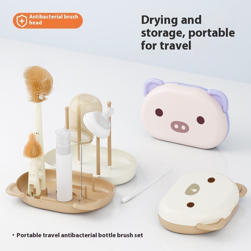Bottol Silicone Baby Bottle Brush Set – Special Washing Kit with Storage Box | Durable, Hygienic & Space-Saving Cleaning Essentials for Infant Feeding Bottles