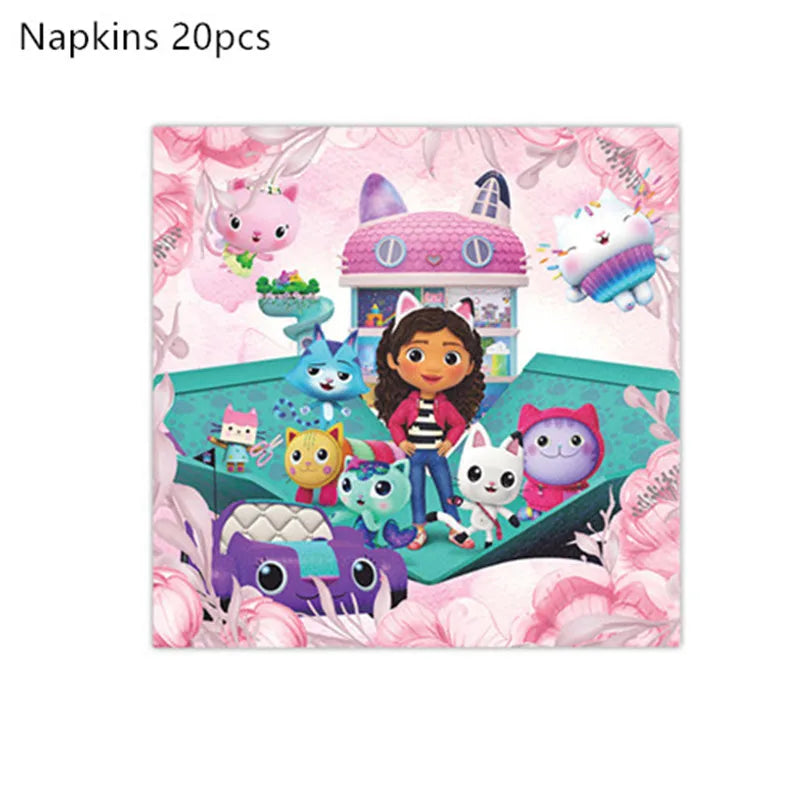 Charming Pink Gabby Dollhouse Birthday Party Supplies - Disposable Tableware, Cups, Plates, Balloons & Banners for Girls Baby Showers!