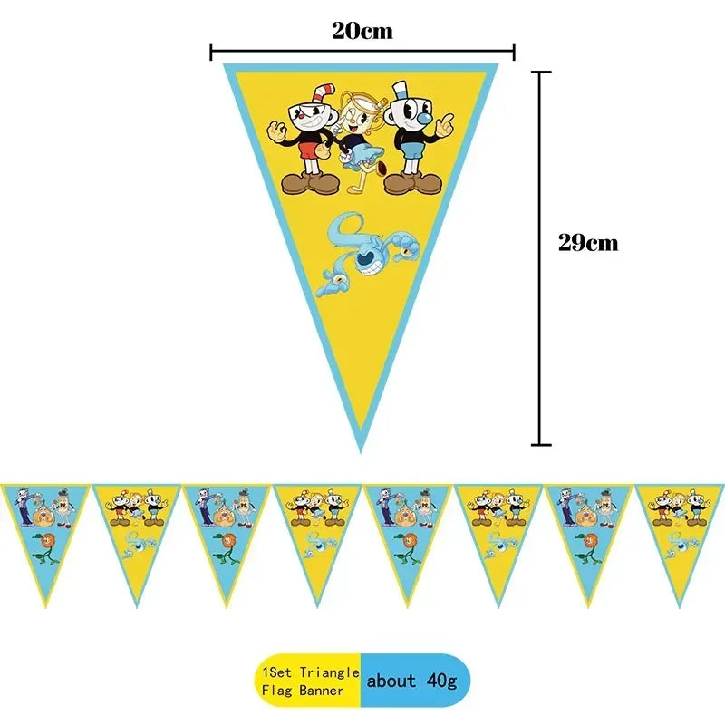 Cuphead Cartoon Birthday Party Supplies - Disposable Cups, Plates, Balloons & Background for Baby Showers & Kids' Celebrations!