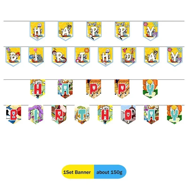 Cuphead Cartoon Birthday Party Supplies - Disposable Cups, Plates, Balloons & Background for Baby Showers & Kids' Celebrations!