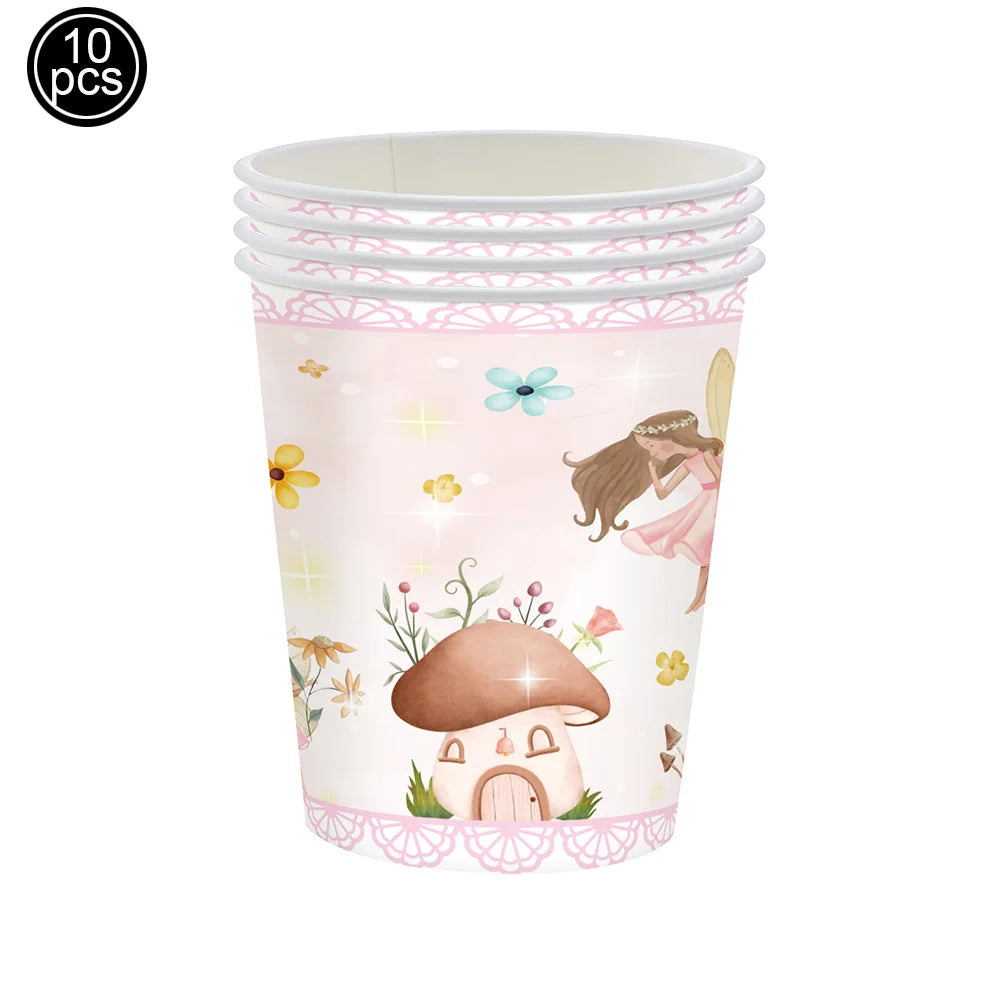 Whimsical Pink Butterfly Fairy Disposable Tableware Set – Perfect for Girls' Birthday Parties, Weddings, and Baby Showers!