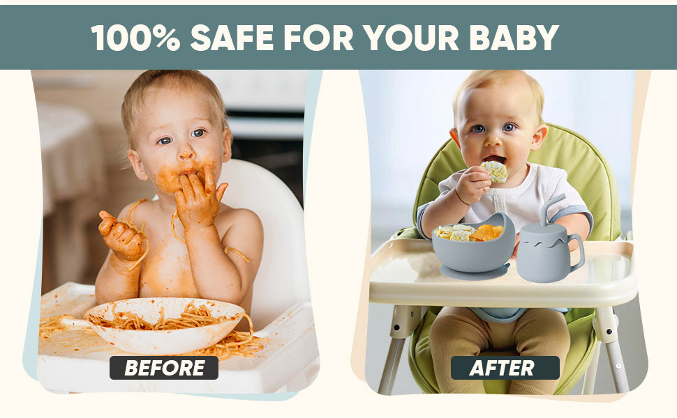 Adlytee siliconen babyvoedingsset met zuignap – 10-delige baby-led weaning benodigdheden: kom, verdeelde plaat, verstelbare zachte slab, lepel, vork, snackbeker en bestek, groen | essentiële maaltijdset voor peuters