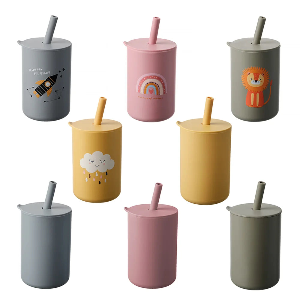 Leakproof Silicone Baby Straw Cup - Safe, Anti-Hot Toddler Water Bottle for Easy Learning and Feeding