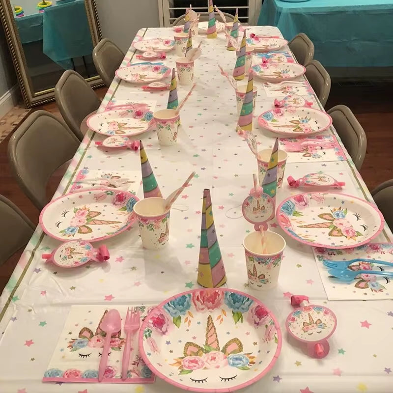 Magical Unicorn Birthday Party Tableware Set - Plates, Cups & Banner for Girls - Ideal Baby Shower Gift!