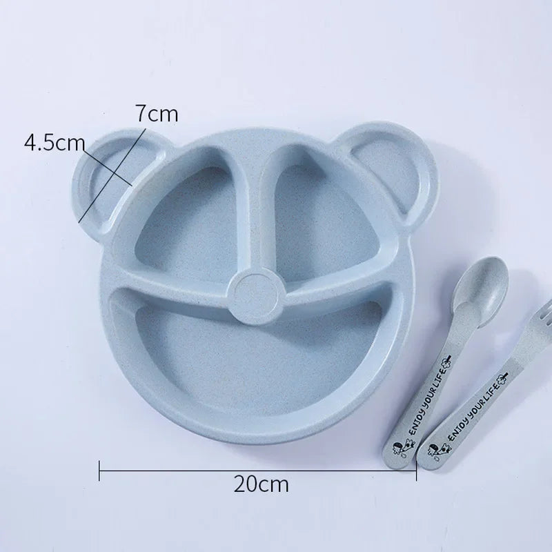 Cute Cartoon Bear 3-Piece Baby Feeding Set - Bowl, Spoon & Fork for Safe and Fun Mealtime!