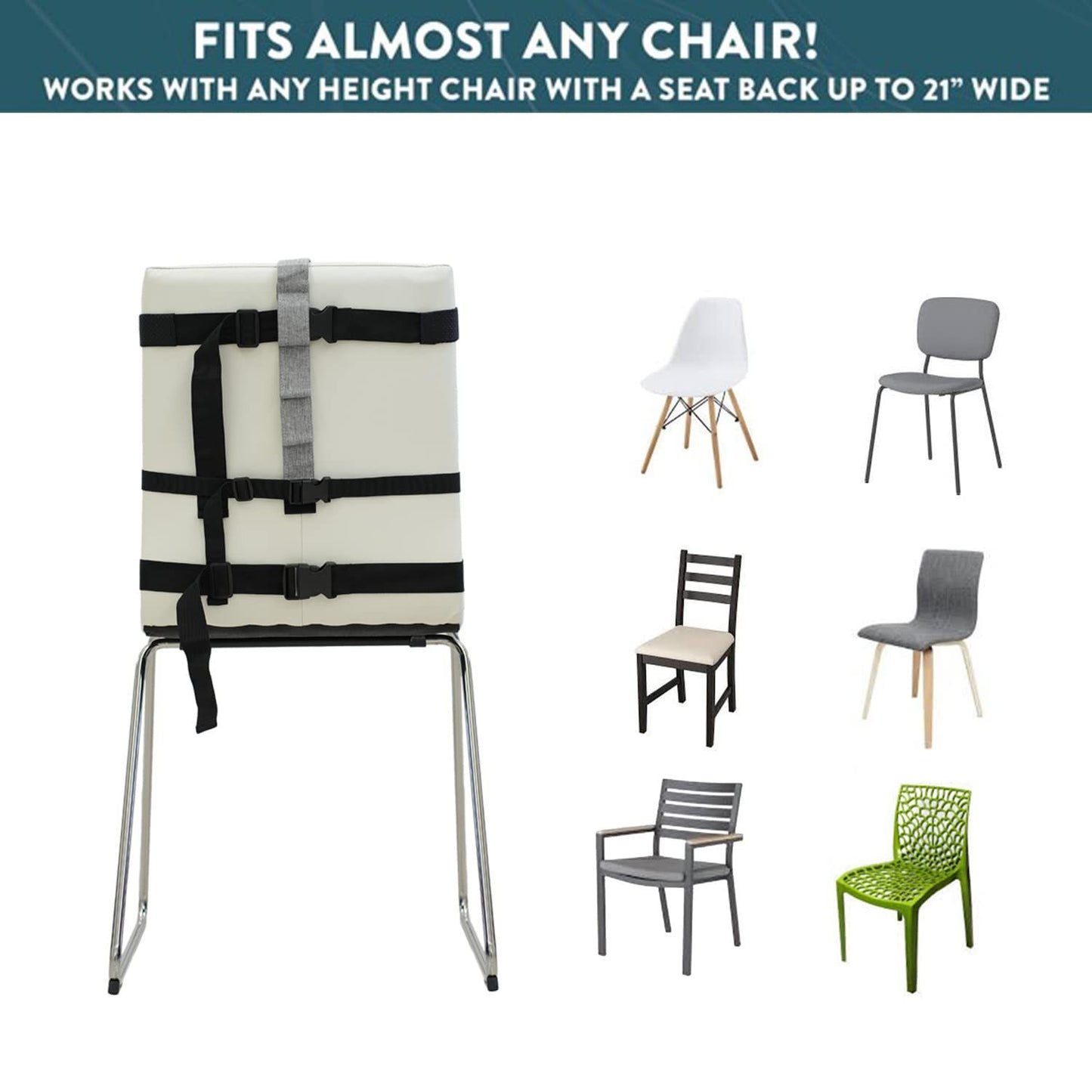 Chair cover with straps on a chair, surrounded by various other chairs.