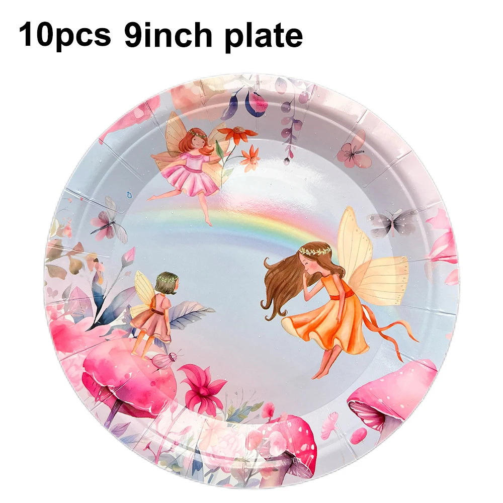 Whimsical Pink Butterfly Fairy Disposable Tableware Set – Perfect for Girls' Birthday Parties, Weddings, and Baby Showers!