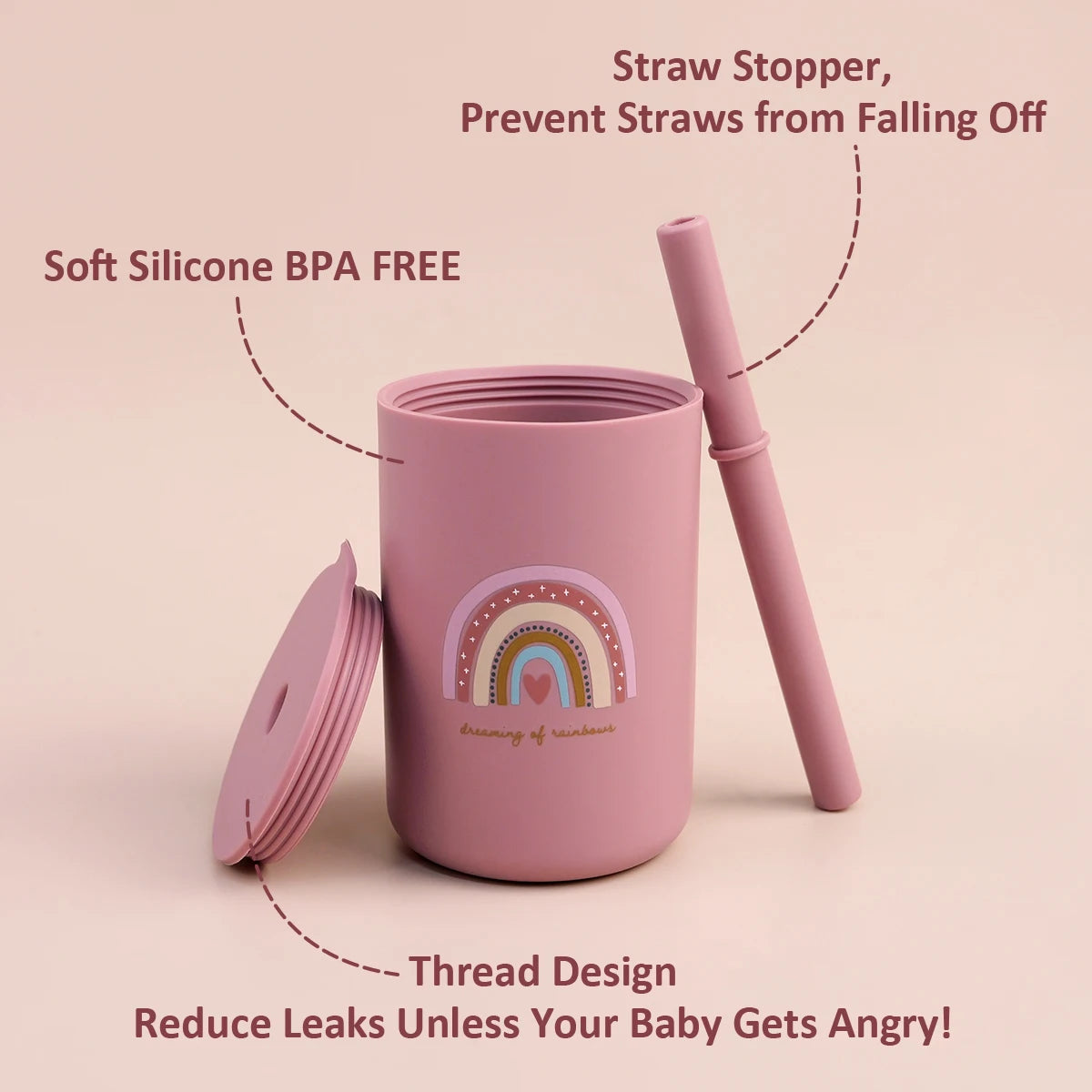 Leakproof Silicone Baby Straw Cup - Safe, Anti-Hot Toddler Water Bottle for Easy Learning and Feeding