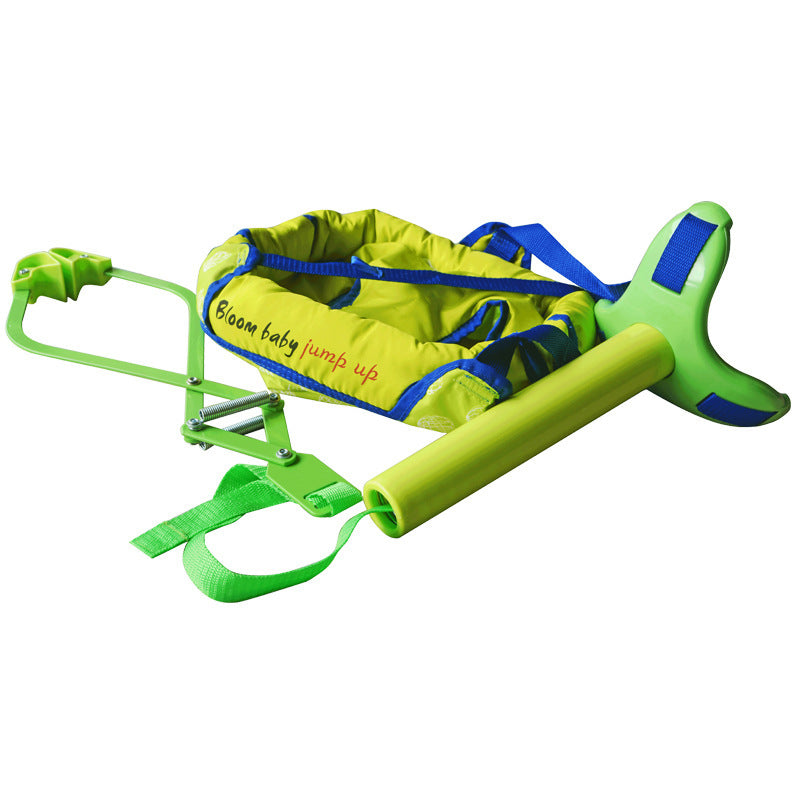 Green and yellow inflatable pool toy with a ladder on a white background