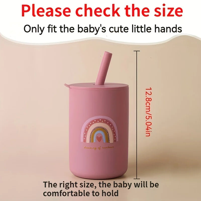 Leakproof Silicone Baby Straw Cup - Safe, Anti-Hot Toddler Water Bottle for Easy Learning and Feeding