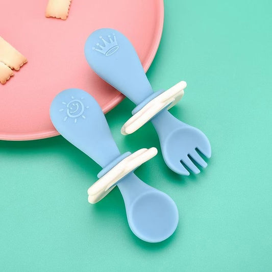 KikiBoo Short Handle Silicone Spoon & Fork