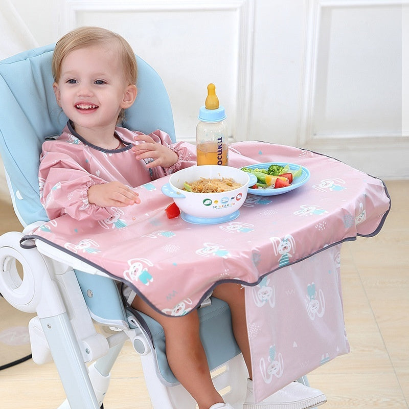 Full-Coverage Baby Bib Smock | High Chair Feeding Gown