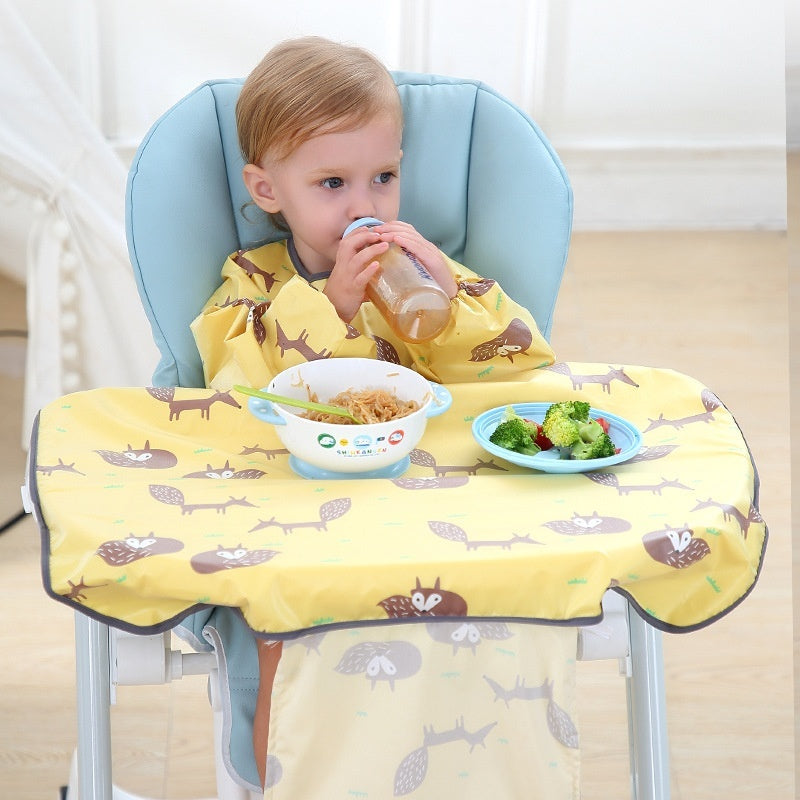 Full-Coverage Baby Bib Smock | High Chair Feeding Gown