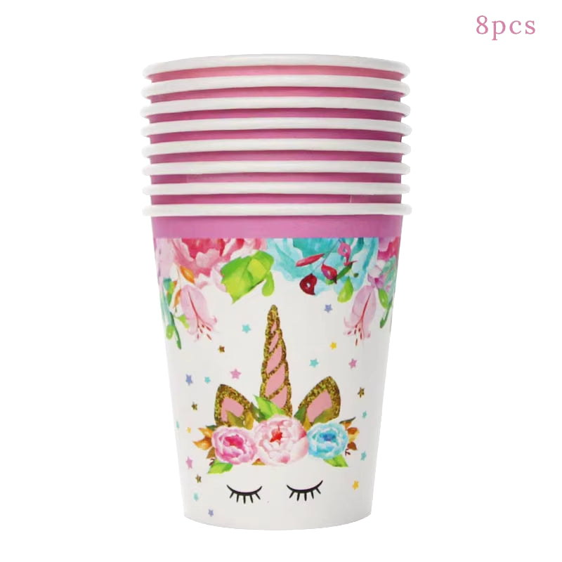 Magical Unicorn Birthday Party Tableware Set - Plates, Cups & Banner for Girls - Ideal Baby Shower Gift!