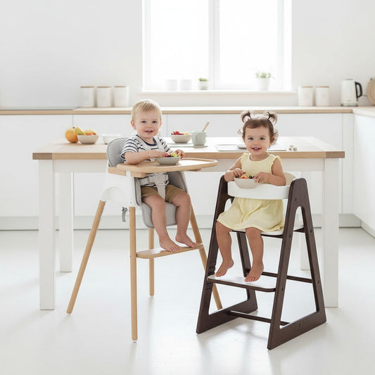 adjustable footrest and tray positions on toddler high chair