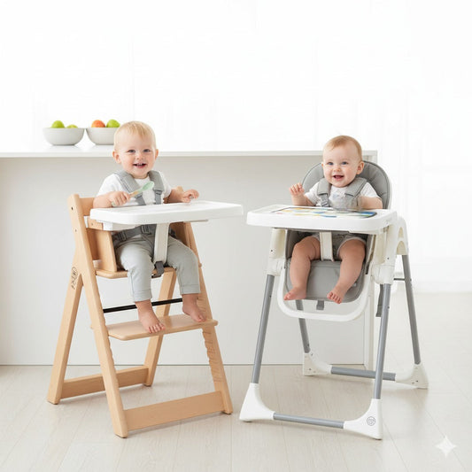 high chair safety checklist including tray and harness system