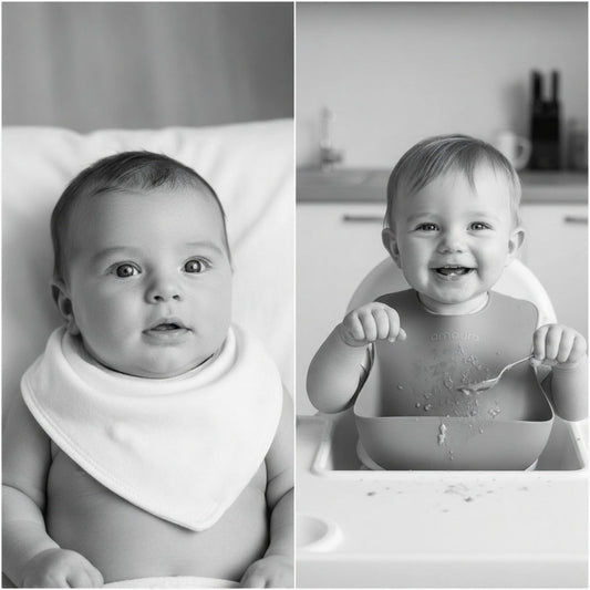Bib sizing for baby: newborn and toddler stages.