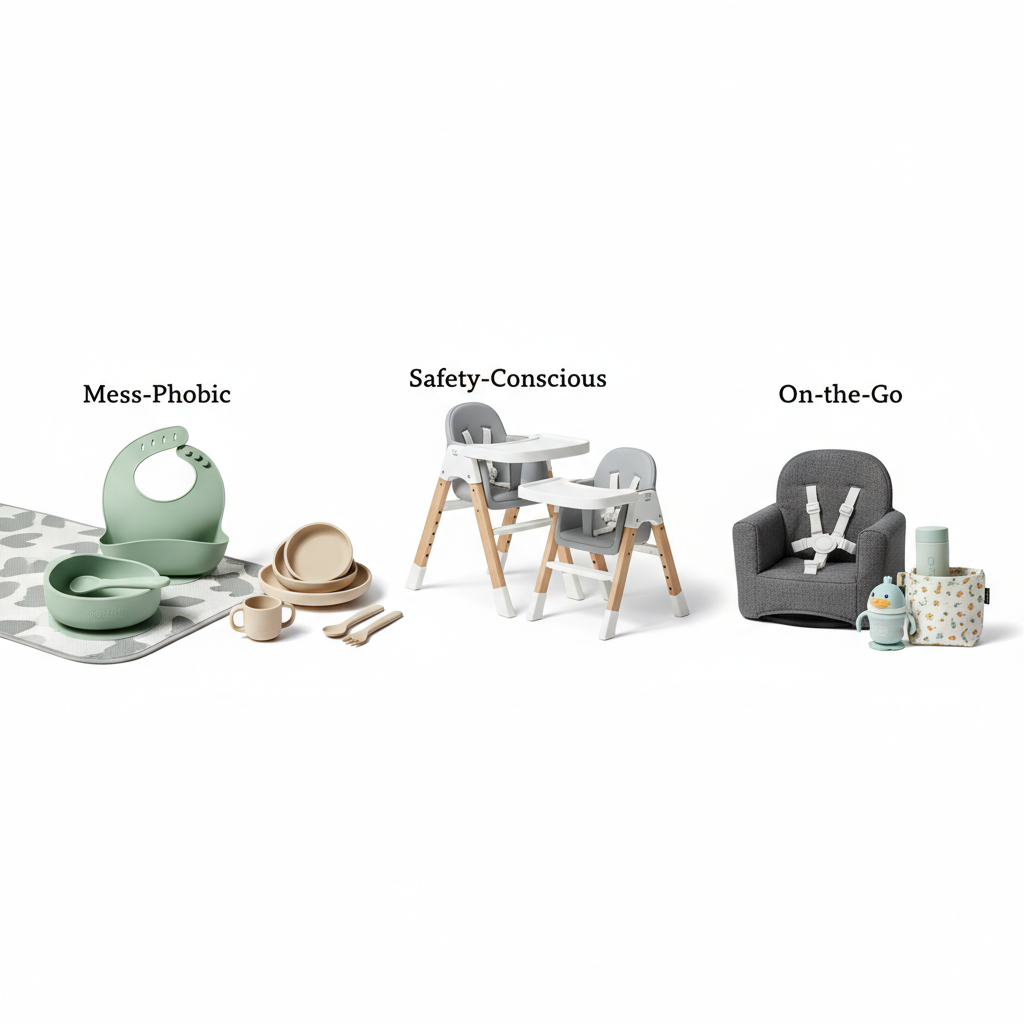 collection of baby feeding essentials