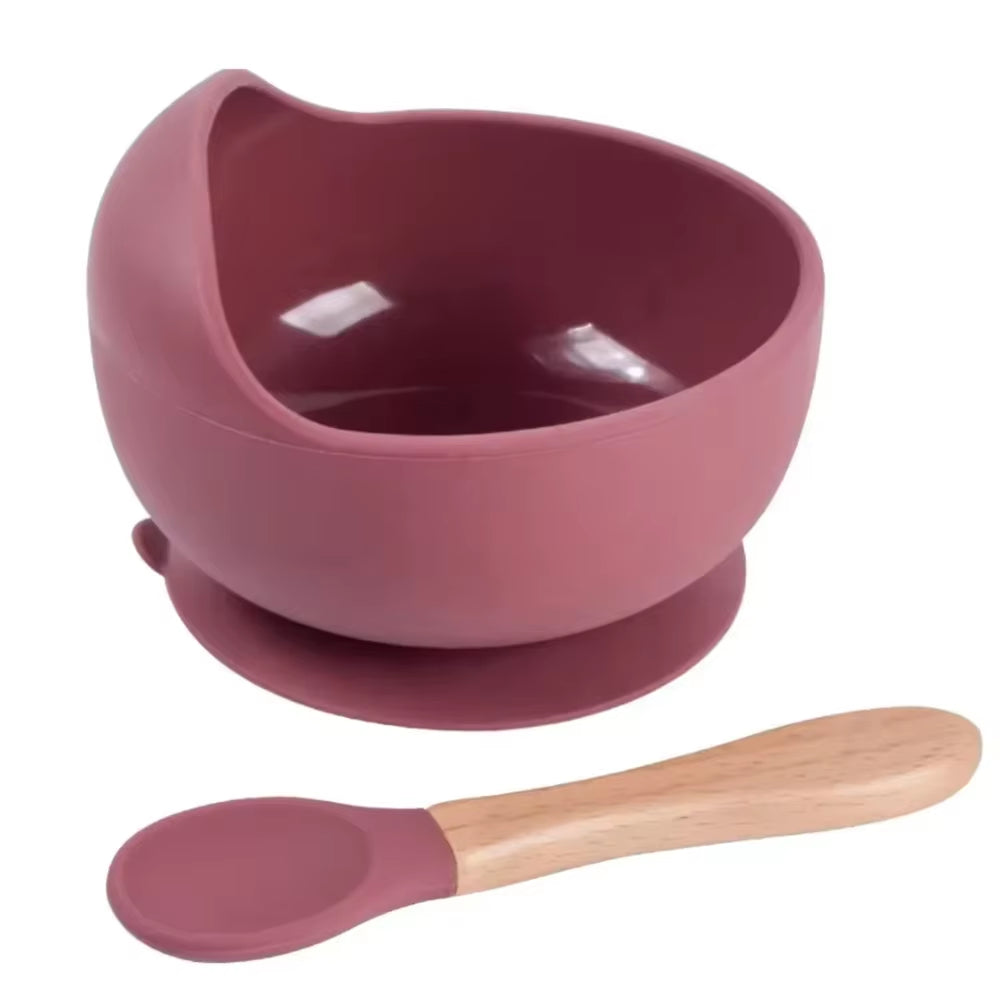 Silicone baby feeding bowl and spoon set