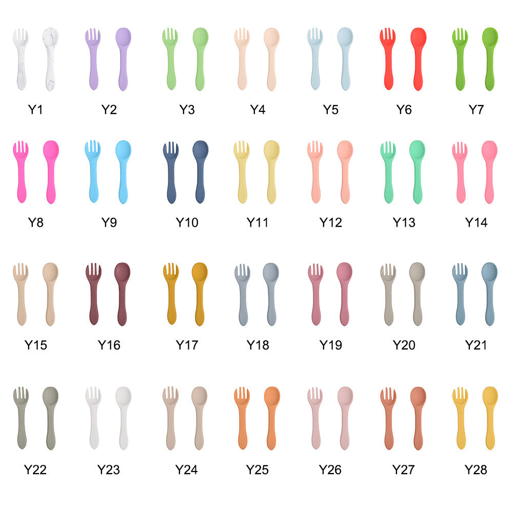 Color swatch chart with various shades of forks and spoons.