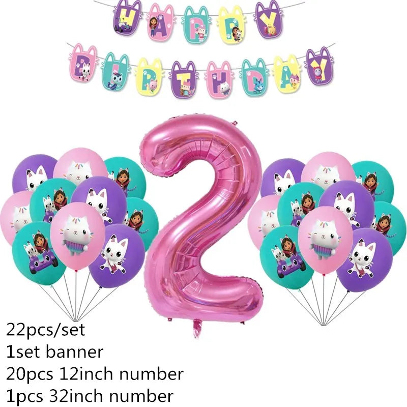 Charming Pink Gabby Dollhouse Birthday Party Supplies - Disposable Tableware, Cups, Plates, Balloons & Banners for Girls Baby Showers!
