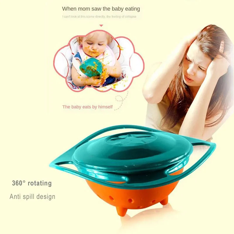 Revolutionary 360° Gyro Bowl - Spill-Resistant Feeding Dish for Kids & Baby Training