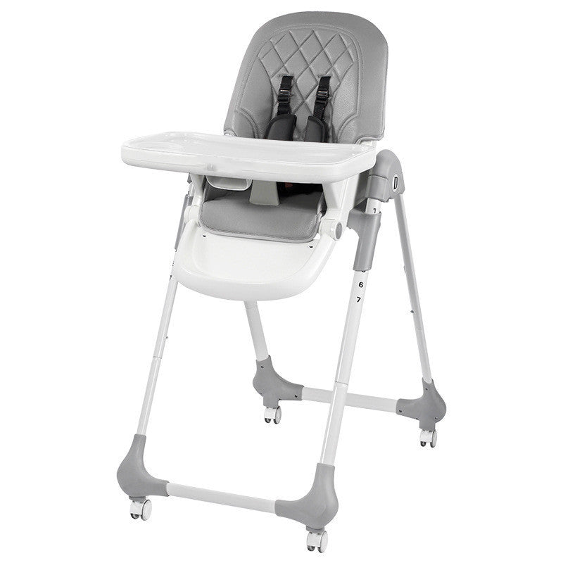 Gray and white high chair on a white background