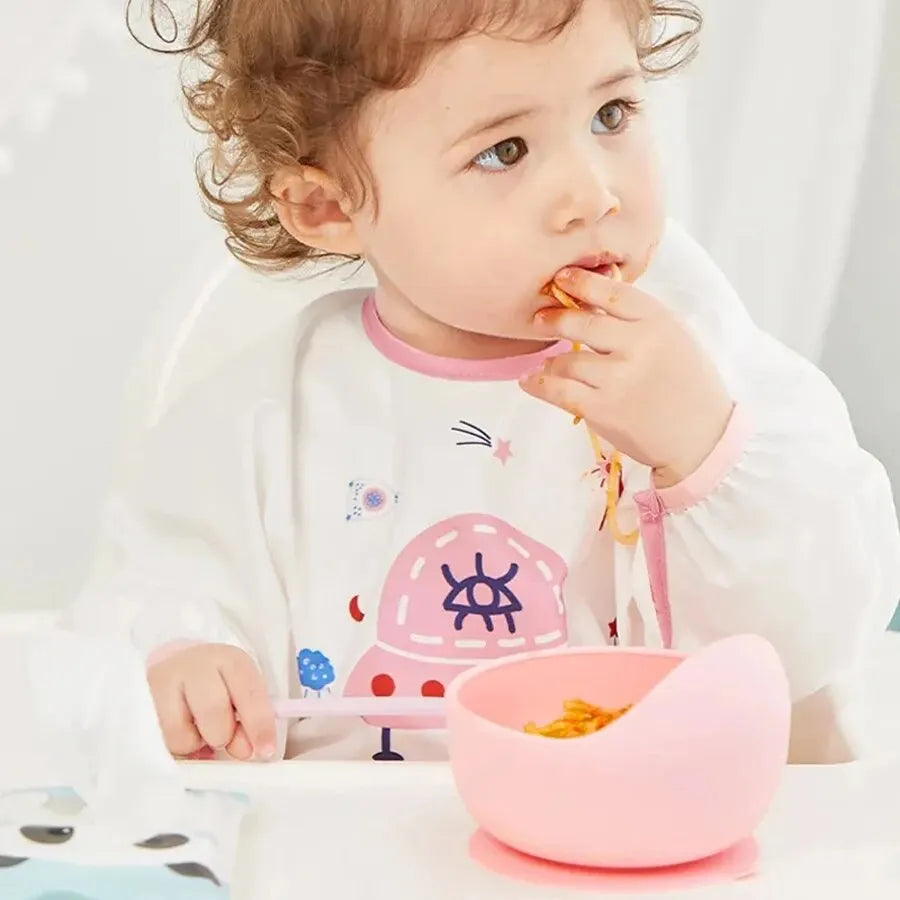 Ultimate Spill-Proof Silicone Baby Feeding Bowl and Spoon Set - Safe & Durable Tableware for Happy Mealtimes!