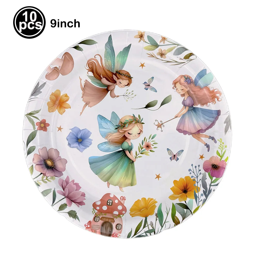 Whimsical Pink Butterfly Fairy Disposable Tableware Set – Perfect for Girls' Birthday Parties, Weddings, and Baby Showers!