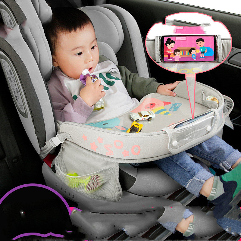 SafeRide Car Baby Safety Seat Tray – Durable, Space-Saving Small Table with Storage Design | Essential Travel Accessory for Children & Toddlers