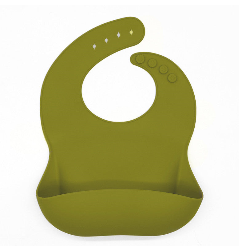Green silicone bib on a white background