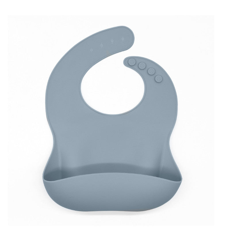 Gray silicone bib on a white background