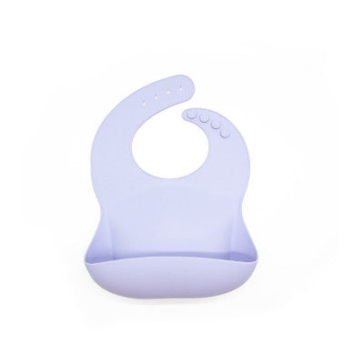 Purple silicone bib on a white background